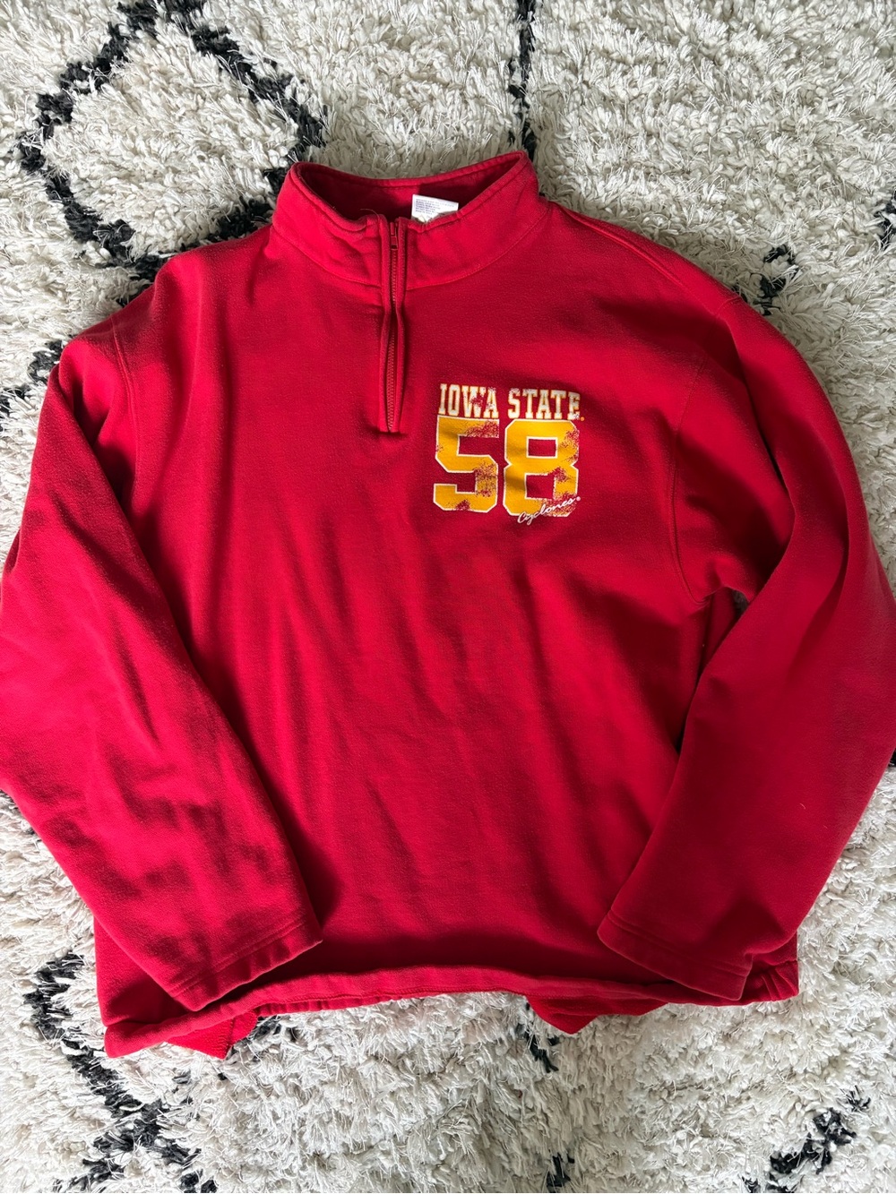 Iowa State Red 1/4 Zip Pullover with Yellow Graphic